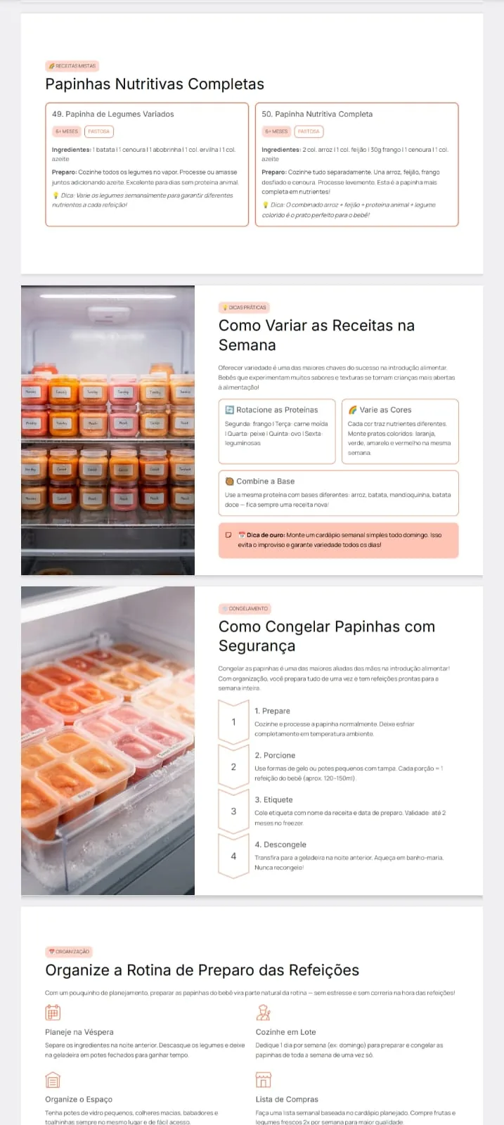 Preparo e conservação — página demonstrativa do guia NutriBaby